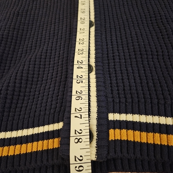 IZOD Navy Cardigan with Yellow and White Accents Vintage - Picture 6 of 6